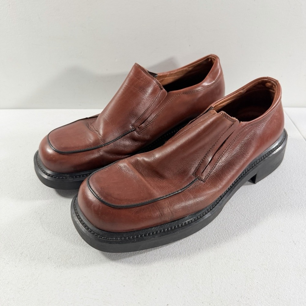ALDO Men's Brown Leather Slip On Loafers Square Toe Casual Dress Shoes Size 11